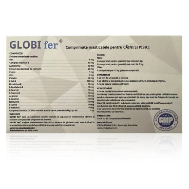 GLOBIfer, 30 tablete masticabile – suport antianemic pentru câini și pisici